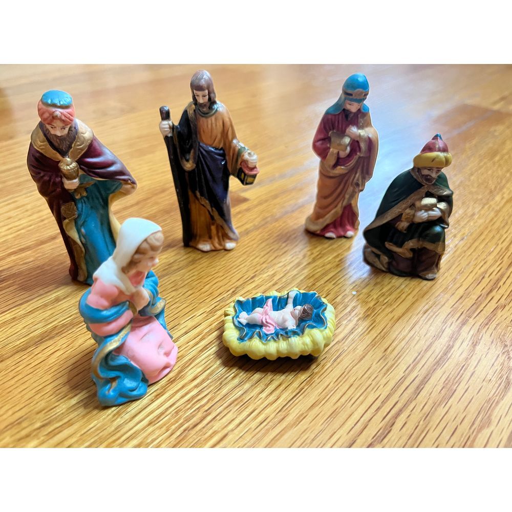 Crown Accents Miniature Nativity Set 6 Piece Christmas Holiday Decor Religious